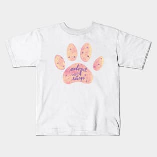 Adopt don't shop watercolor galaxy paw - pastel pink Kids T-Shirt